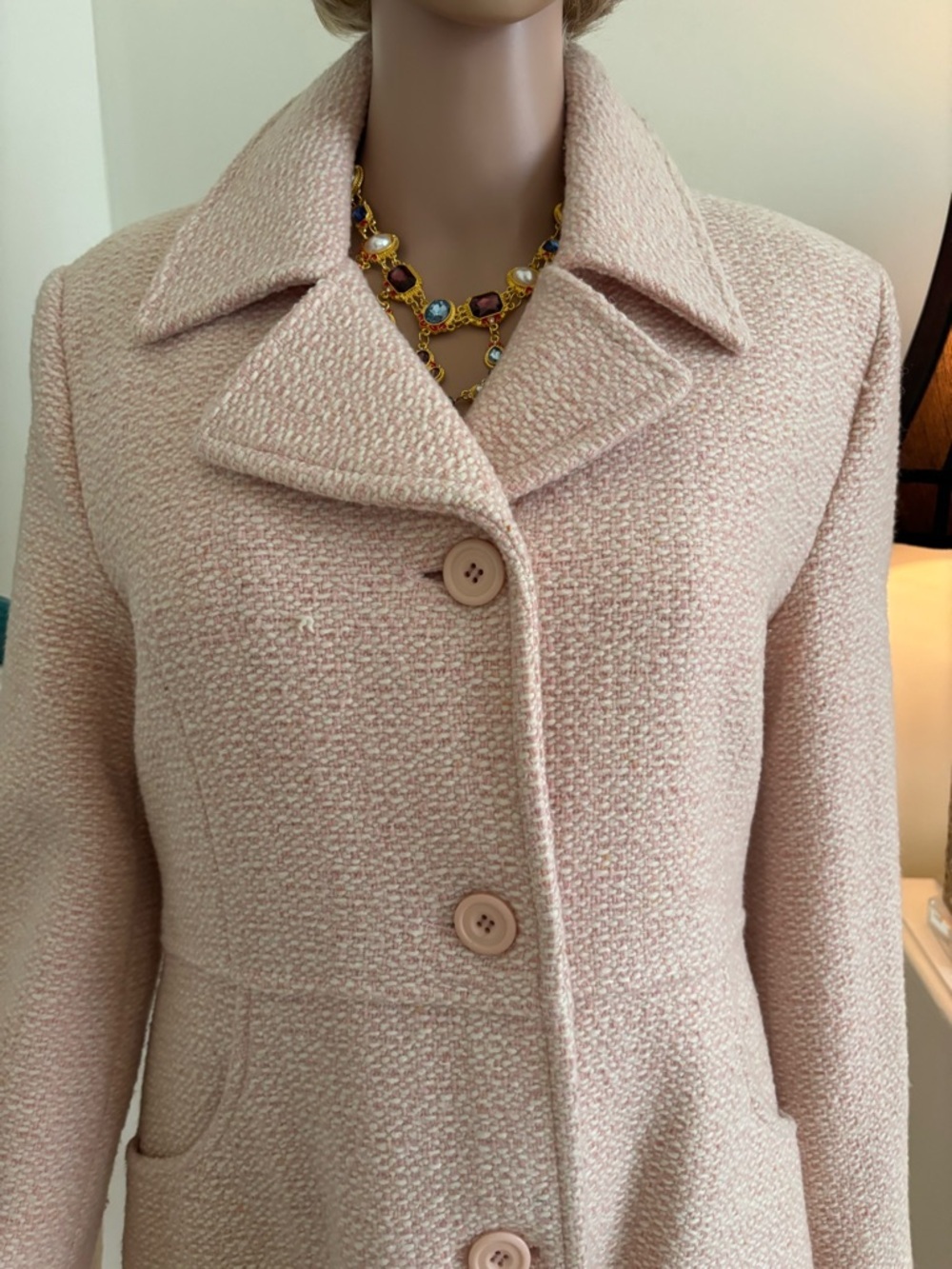 Nicole Blush Pink Long Single-Breasted Trench Coat - Picture 4 of 16